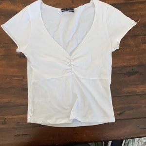 Brandy Melville white V neck crop top